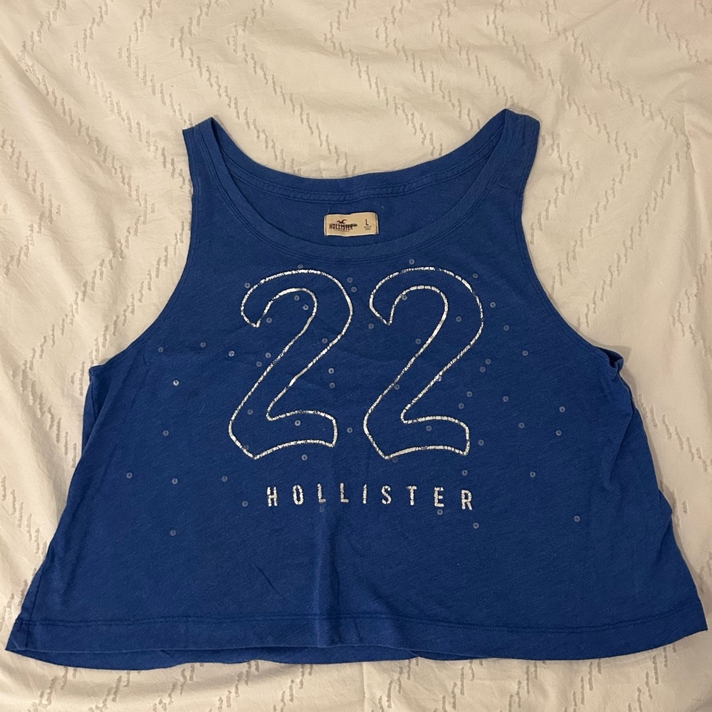 Hollister Blue Cropped Tank Top Sleeveless Teens Sz L  90s Vintage-inspired